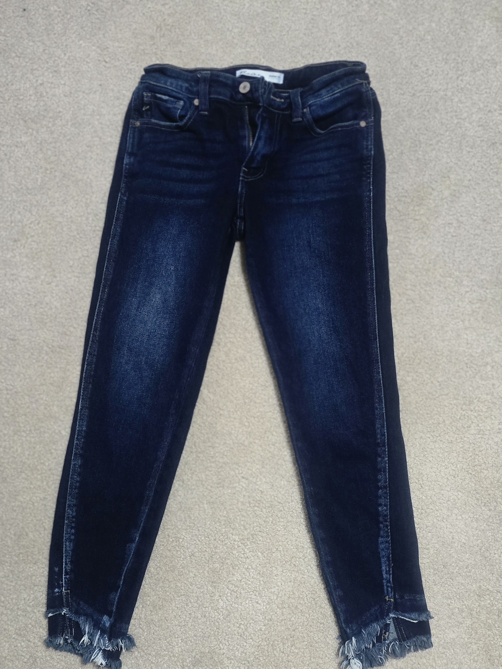 KanCan Dark Blue Skinny Jeans with Frayed Hem